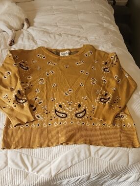 Cotton & Rye Paisley Mustard Yellow Sweater